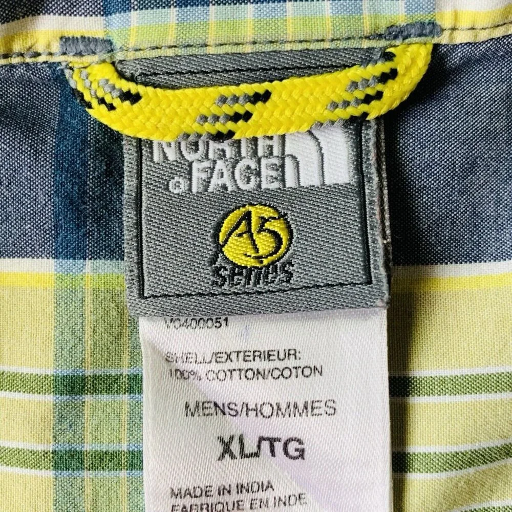 The North Face Button Up Hiking Shirt Mens‎ Size XL Blue Yellow Plaid